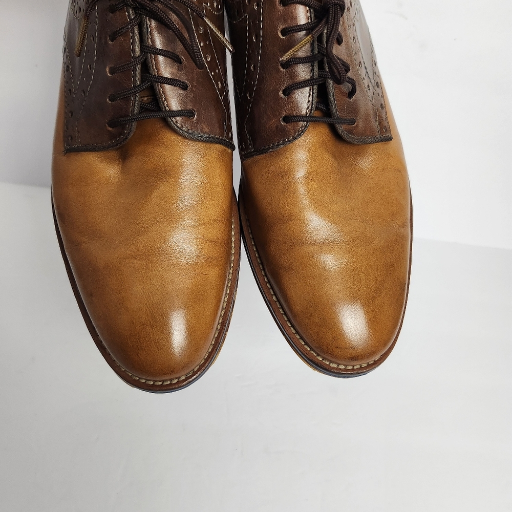 Johnston Murphy Mens 8.5 Brown Leather Conard Saddle Lace Up Dress Shoes 20-3316 - Picture 13 of 15